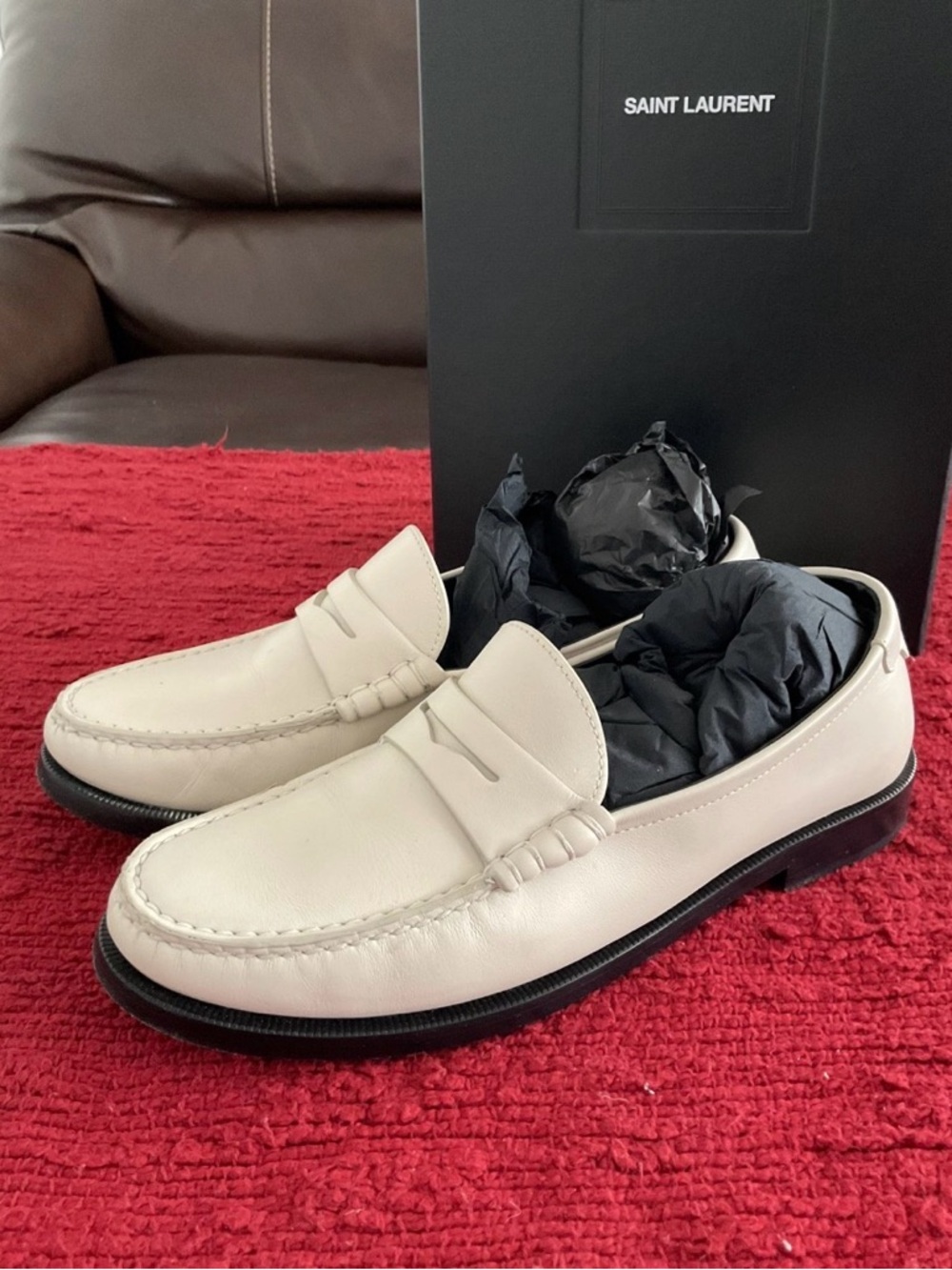 Saint Laurent White Leather Loafers - Picture 4 of 7